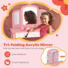 Kids Vanity Table and Stool Set Princess Makeup Dressing Table-Pink