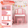 Kids Vanity Table and Stool Set Princess Makeup Dressing Table-Pink