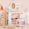 Kids Vanity with Lights Princess Vanity Table and Chair Set with 2 Drawers-White