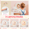 Kids Vanity with Lights Princess Vanity Table and Chair Set with 2 Drawers-White
