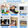 Kids Play Kitchen Wooden with Microwave and Ice Maker with Sounds-White