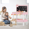 Kids Wooden Play Workbench with Blackboard and Tool Parts Set-Pink