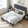King/Double Size Linen Fabric Bed Frame with Height Adjustable Headboard-Grey-King Size