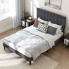 King/Double Size Linen Fabric Bed Frame with Height Adjustable Headboard-Grey-Double Size
