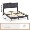 King/Double Size Linen Fabric Bed Frame with Height Adjustable Headboard-Grey-King Size