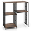 Kitchen Baker's Rack Industrial Coffee Bar Table with Shelves-Rustic Brown