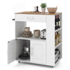 Kitchen Island Cart with Storage Rolling Kitchen Island on Wheels-Natural & White