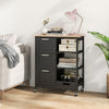 Kitchen Island Rolling Cart Utility Cart on Lockable Wheels with 3 Drawers-Black