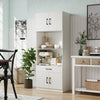Kitchen Pantry Cabinet with Charging Station 168 cm Tall Cupboard with 4 Doors and 2 Adjustable Shelves-White