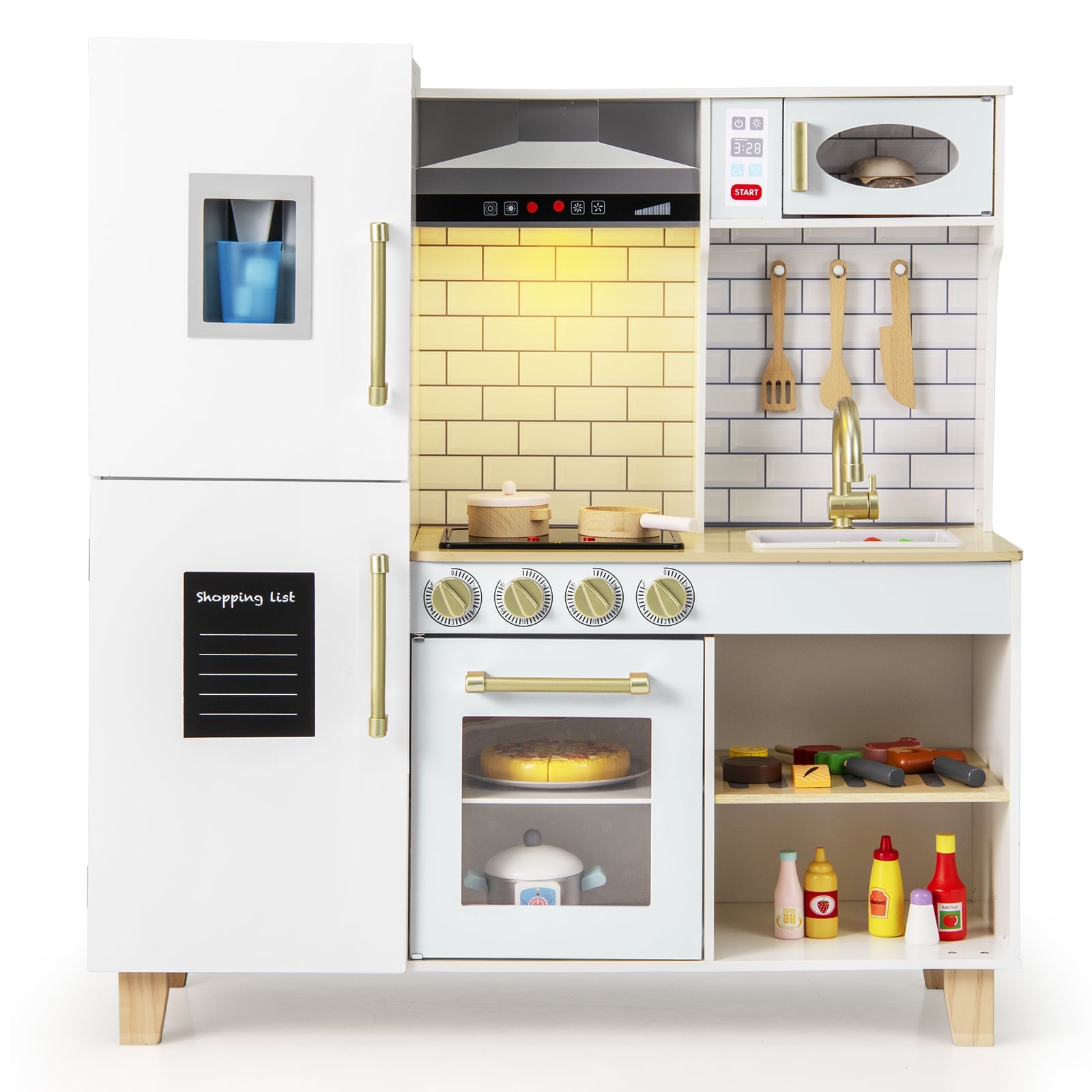 Kitchen Playset for Kids with Realistic Lights and Sounds-White