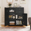 Kitchen Sideboard Buffet Cabinet with 3 Adjustable Shelves-Dark Grey