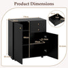 Kitchen Sideboard Buffet Cabinet with 3 Adjustable Shelves-Dark Grey