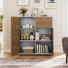 Kitchen Sideboard Buffet Cabinet with 3 Adjustable Shelves-Natural