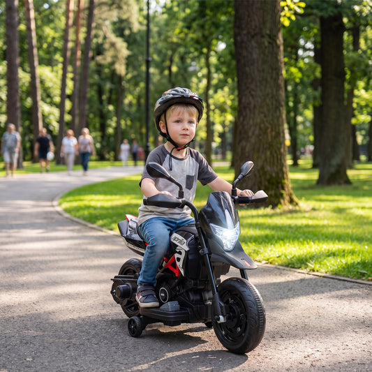AIYAPLAY 6V Kids Electric Motorbike with Training Wheels in Black