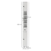 kleankin 180cm Slim Bathroom Cabinet, with Drawer, Shelves and Cupboards - Light Grey