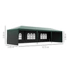 Outsunny 9 x 3 m Party Tent Gazebo Marquee Outdoor Patio Canopy Shelter with Windows and Side Panels Green