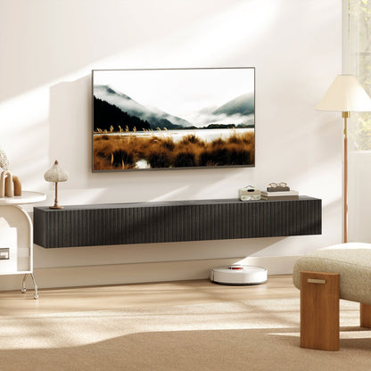 HOMCOM 180cm Floating TV Stand, Wall Mount TV Unit with Cable Management Hole, Fits up to 72" TV, Black