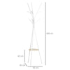 HOMCOM Freestanding Metal Coat Rack Stand 9 Hooks Clothes Tree with 1 Shelf Hat Display Hall Tree Hanger Bag Umbrella Hanging Organiser White