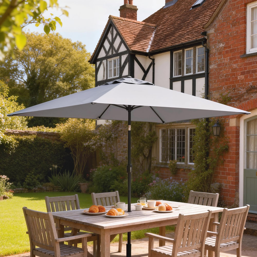 Outsunny Garden Parasol in Light Grey