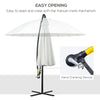Outsunny 3(m) Cantilever Umbrella 18 Ribs & Vents Adjustable Angle for Patio Cream White