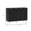 HOMCOM Sideboard Buffet Cabinet, Modern Kitchen Storage Cabinet with 4 Doors and Adjustable Shelves Black