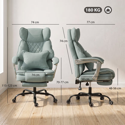 HOMCOM Executive Office Chair, Leathaire Big and Tall Office Chair 180 kg with Wide Seat, Reclining, Lumbar Support, Blue
