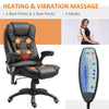 HOMCOM 6-Point Massage Office Chair with Seat Heated for Home Office, PU Leather High Back Executive Desk Chair with Adjustable Height and 360 Swivel for Work Study, Brown
