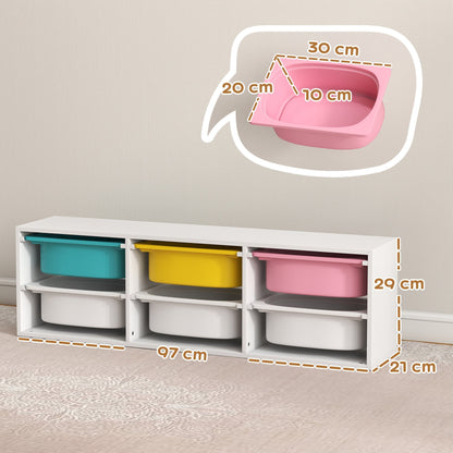 AIYAPLAY Low Height 2 Tiers Storage Organiser, Kids Toy Storage Unit with 6 Removable Bins for Bedroom, Nursery, Playroom