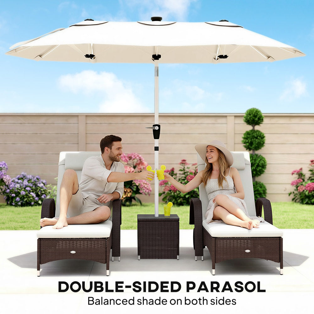 Outsunny 3 m Double-Sided Garden Parasol in Cream