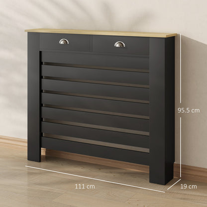 غطاء رادياتير HOMCOM 95.5 ارتفاع × 111 عرض سم، مع درج - أسود