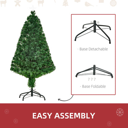 HOMCOM 4FT Pre-Lit Fibre Optic Artificial Christmas Tree Holiday Xmas D√É¬©cor with Tree Topper Multi-Colour