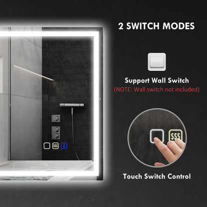 HOMCOM 60 x 80 cm Anti-Fog LED Bathroom Mirror, with Bluetooth - Silver Tone