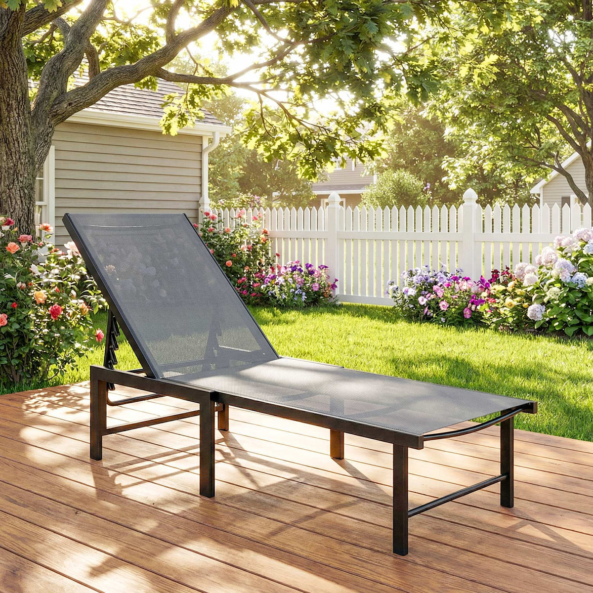 Outsunny Reclining Sun Lounger in Grey
