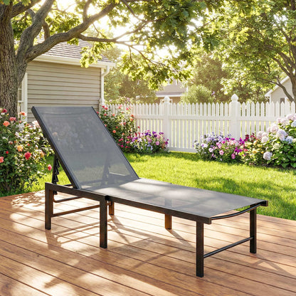 Outsunny Reclining Sun Lounger in Grey