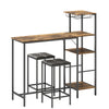 HOMCOM 3 Piece Breakfast Bar Table and Stools Set, Rustic Brown