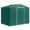 Outsunny 8 x 6ft Galvanised Steel Shed, with Double Door - Green