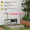 Outsunny Kids Wooden Sandbox w/ Canopy, Kitchen Toys, Seat, Storage, for Ages 3-7 Years