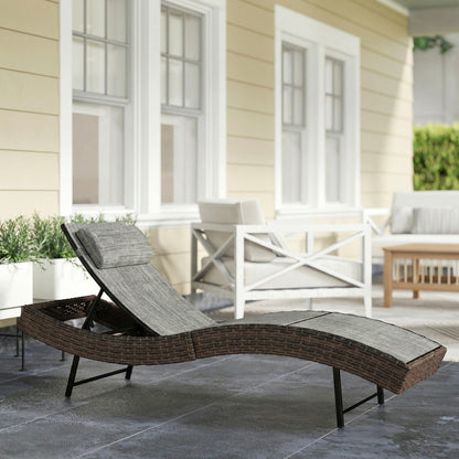 Outsunny Rattan Sun Lounger in Brown