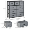 HOMCOM Nine Drawer Fabric Dresser - Grey