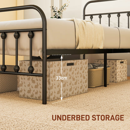 HOMCOM Single Minimalistic Metal Bed Frame in Black