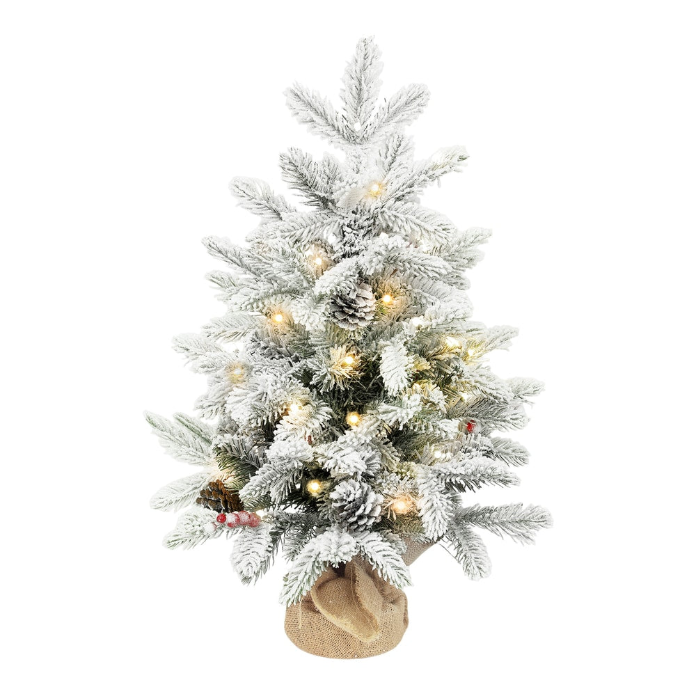 HOMCOM 60 cm Prelit Small Christmas Tree in Green