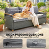 Outsunny 3 Seater Rattan Garden Sofa, PE Wicker Outdoor Sofa Wide Deep Seat, 4