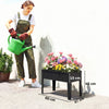 Outsunny Raised Planter, Metal Raised Garden Bed on Legs with Drainage Hole and Foot Covers, Black