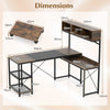 L-Shaped Computer Desk with Storage Hutch and Compartments for Home Office-Rustic Brown