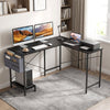 L Shaped Office Desk with Drawer Reversible Corner Computer Desk-Black