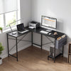 L Shaped Office Desk with Drawer Reversible Corner Computer Desk-Black