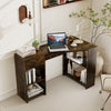 L-Shaped Computer Desk with Storage and Open Shelves for Living Room Bedroom-Rustic Brown