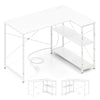L-shaped Desk with Power Outlet with Reversible Adjustable Storage Shelves-White