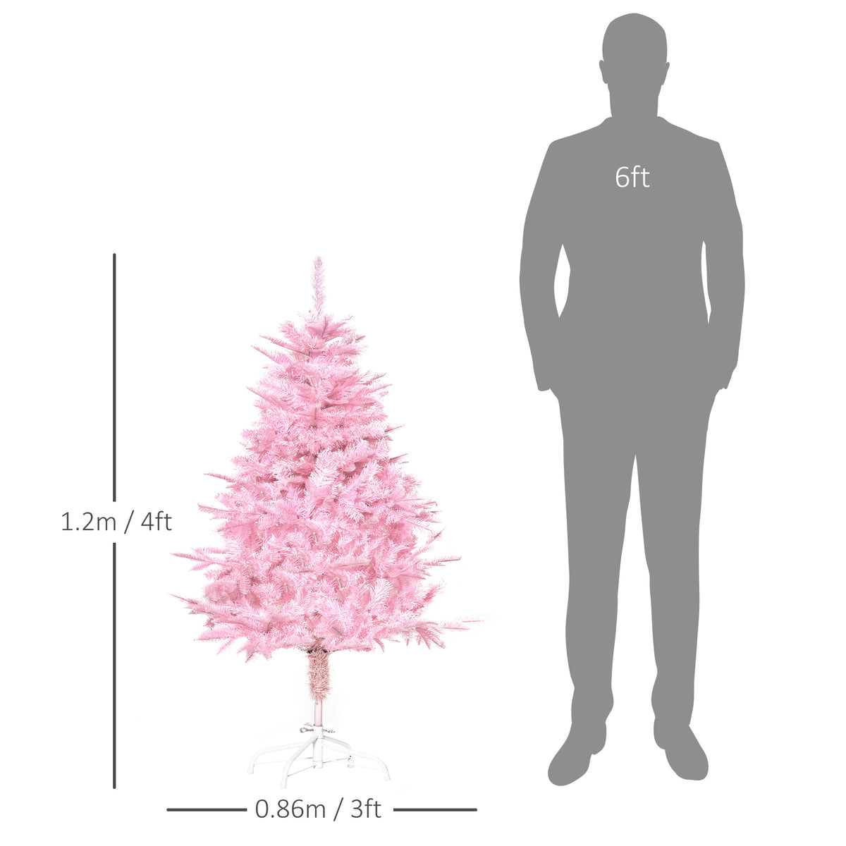 HOMCOM 4FT Artificial Christmas Tree in Pink