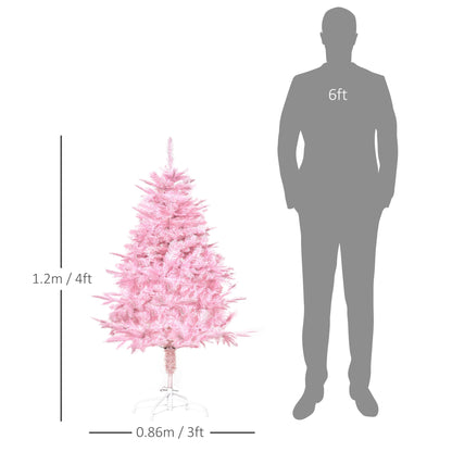 HOMCOM 4FT Artificial Christmas Tree in Pink